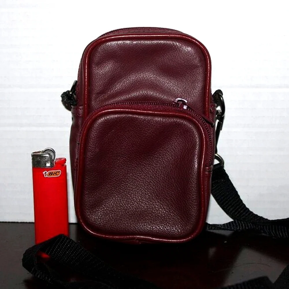Mini Leather Crossbody Bag - Burgundy - Essential Everyday Carry